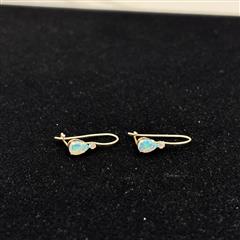 10K Opal Tear Drop Dangle Earrings Yellow Gold 0.56g Length 16.3mm Width 4.22mm